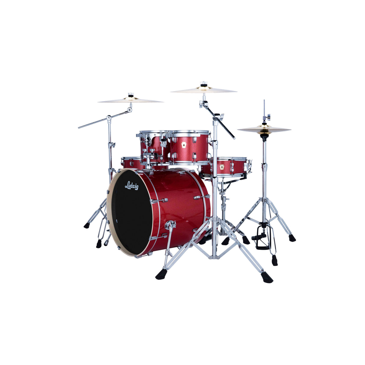 Ludwig Evolution 5-Piece Drum Kit with 22-Inch Kick - Crimson Sparkle