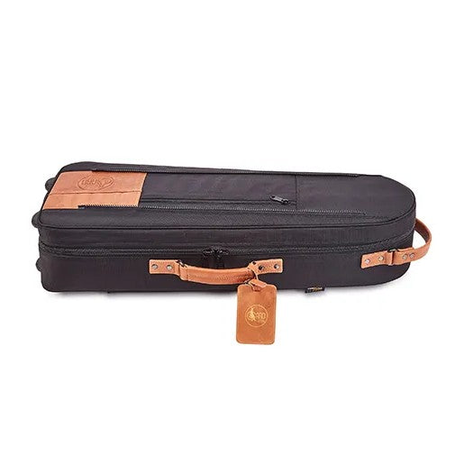 Gard Single Elite Cut-Bell Tenor Trombone Gig Bag - Black Nylon with Light Brown Leather Accent