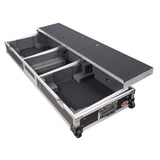 ProX XS-TMC1012WLTFSTND DJ Coffin Flight Case for (2) 1200 Style Turntables 10-inch 12-inch Mixers with Sliding Laptop Shelf and Wheels
