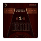 D'Addario NB1356 Nickel Bronze Acoustic Guitar Strings, Medium, 13-56