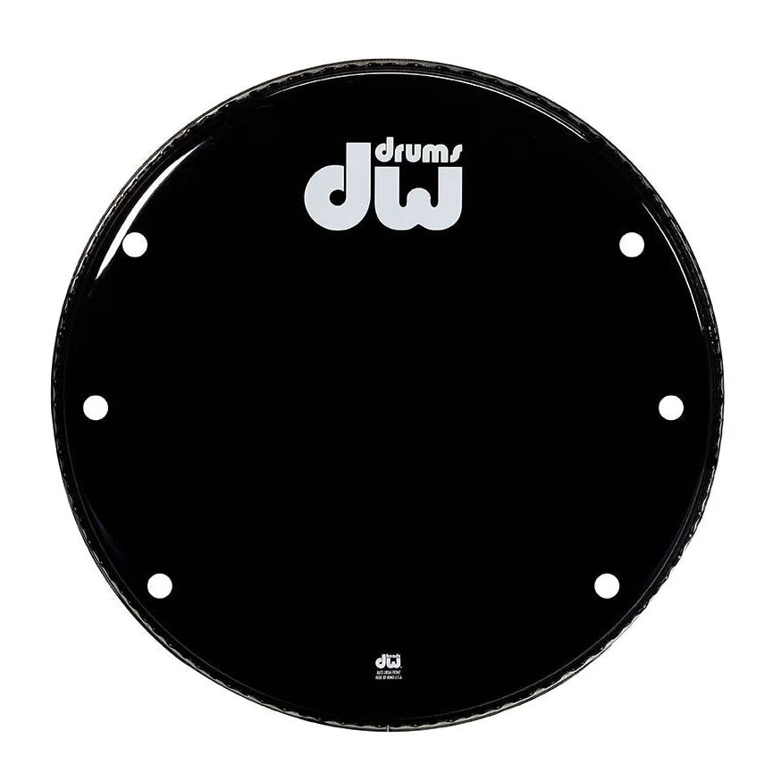 DW 22-Inch Single Ply Gloss Black Non-Vented Bass Drum Head with Logo