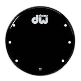 DW 22-Inch Single Ply Gloss Black Non-Vented Bass Drum Head with Logo