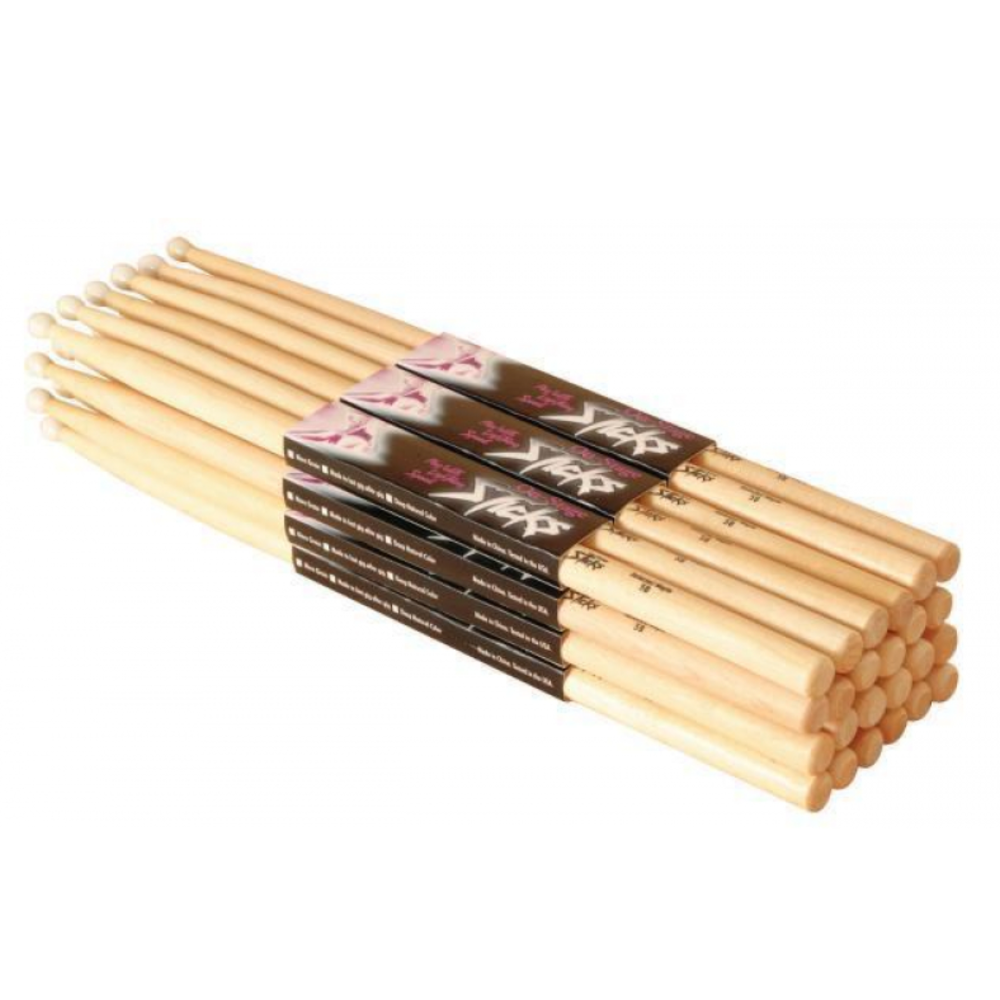 On Stage HW7A Hickory Drum Sticks - 7A, Wood Tip, 12pr