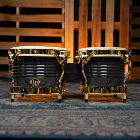 LP Matador Bongos, Siam Oak - Black with Gold Hardware - CHUCKSCLUSIVE