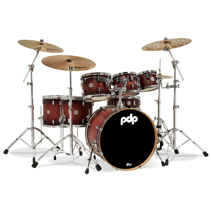 PDP Concept Maple 7-Piece 22" Lacquer Shell Pack - Satin Tobacco Burst - New,Satin Tobacco Burst
