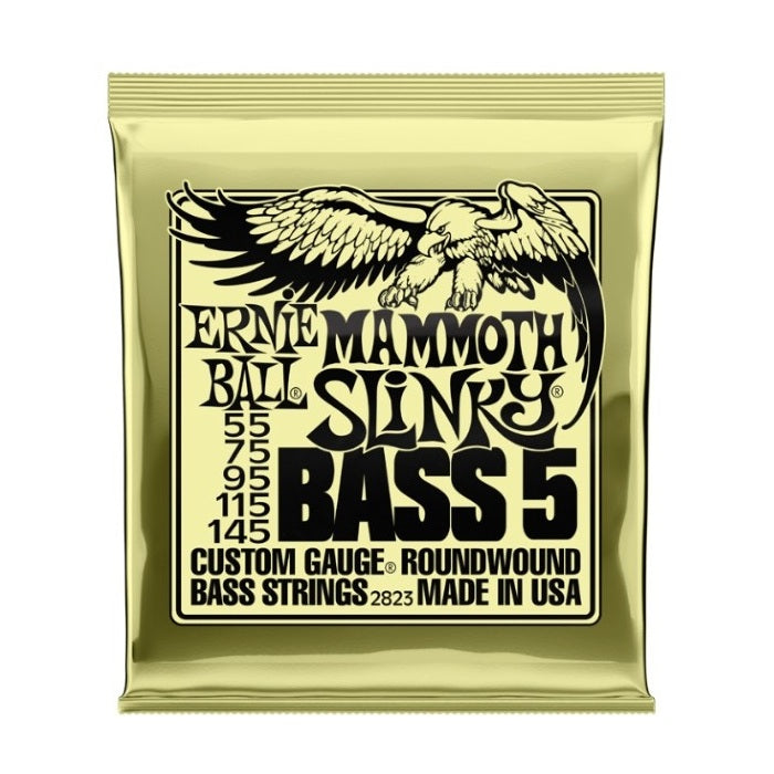 Ernie Ball Mammoth Slinky Nickel Wound 5-String 55-145 Gauge Electric Bass Guitar Strings