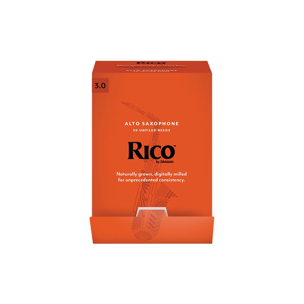 D'Addario RJA0125 Rico Unfiled Alto Sax Reed - 50-Pack, Strength 3