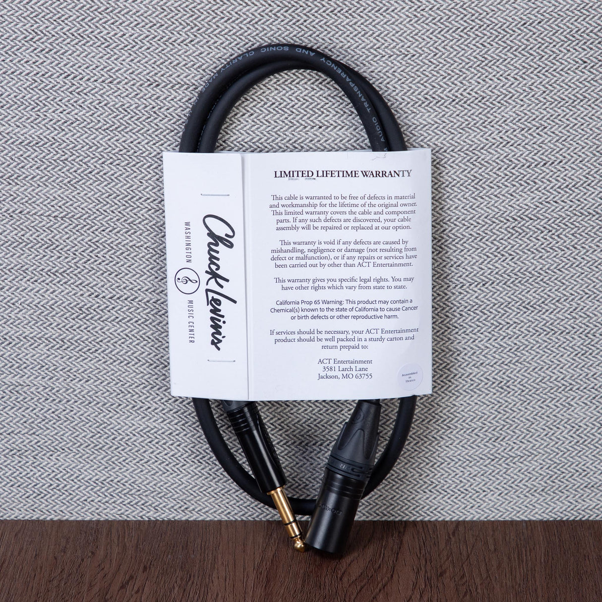 Chuck Levins LGXF-3-WM 3-Foot Balance LGX Cable - XLRF to TRSM