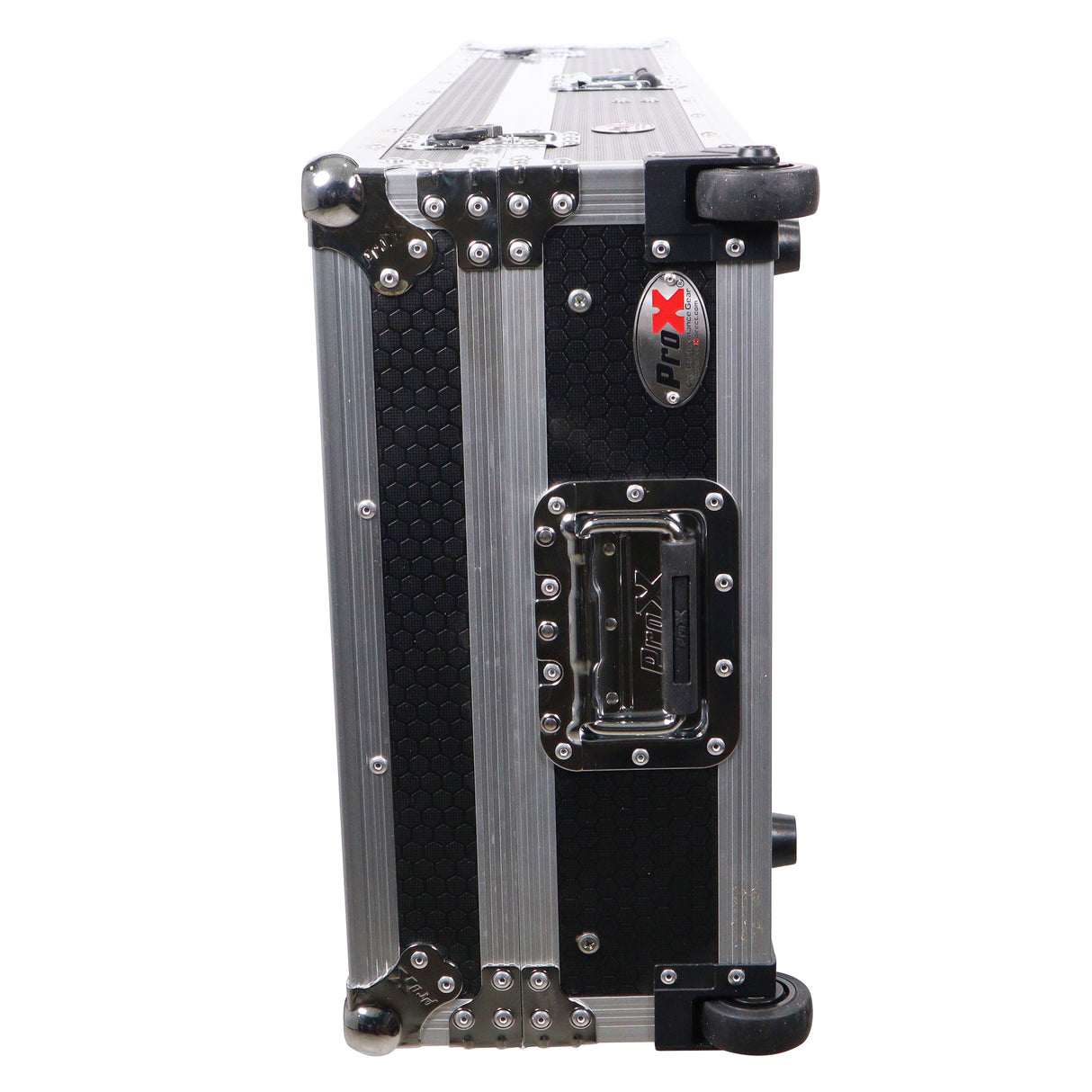 ProX XS-TMC1012WLTFSTND DJ Coffin Flight Case for (2) 1200 Style Turntables 10-inch 12-inch Mixers with Sliding Laptop Shelf and Wheels