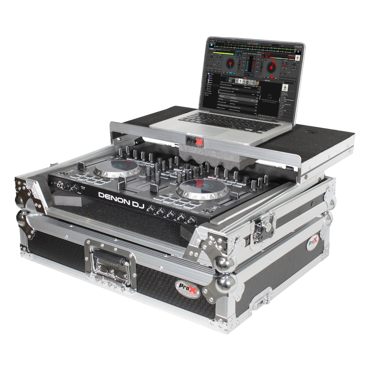 ProX XS-UXLT Universal Flight Style Road For Medium Sized DJ Controllers with Sliding Laptop Shelf