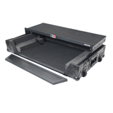 ProX XS-DDJREV5 WLTBL LED ATA Flight Style Road Case For Pioneer DDJ-REV5 DJ Controller with Laptop Shelf 1U Rack Space Wheels and LED Black Finish