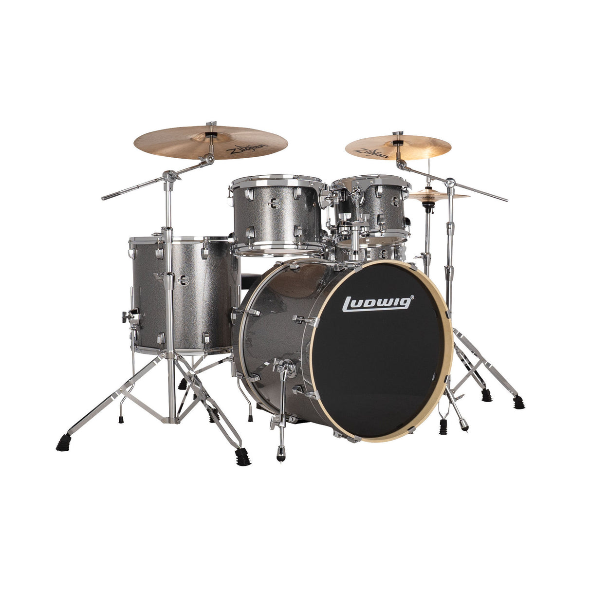 Ludwig Evolution 5-Piece Kit with 22-Inch Kick - Platinum Sparkle Finish