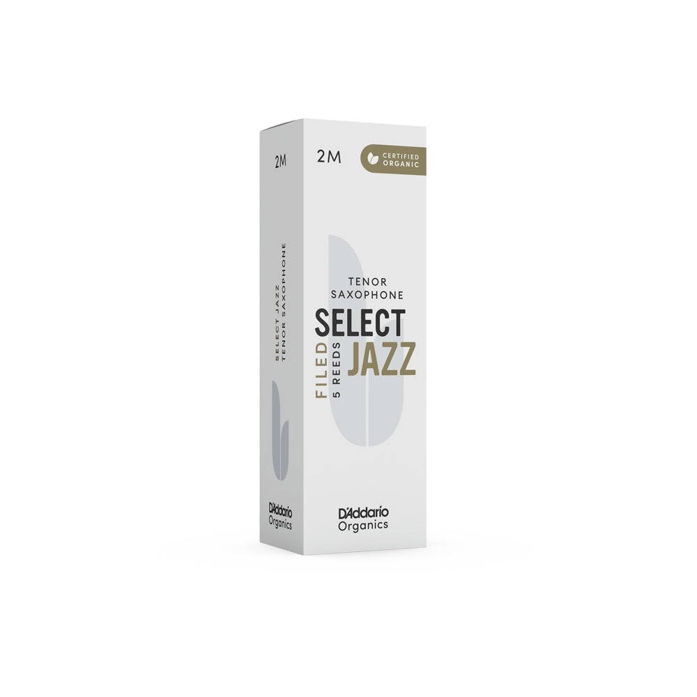 D'Addario Organic Select Jazz Filed Tenor Saxophone Reeds Strength 2 Medium 5-Pack