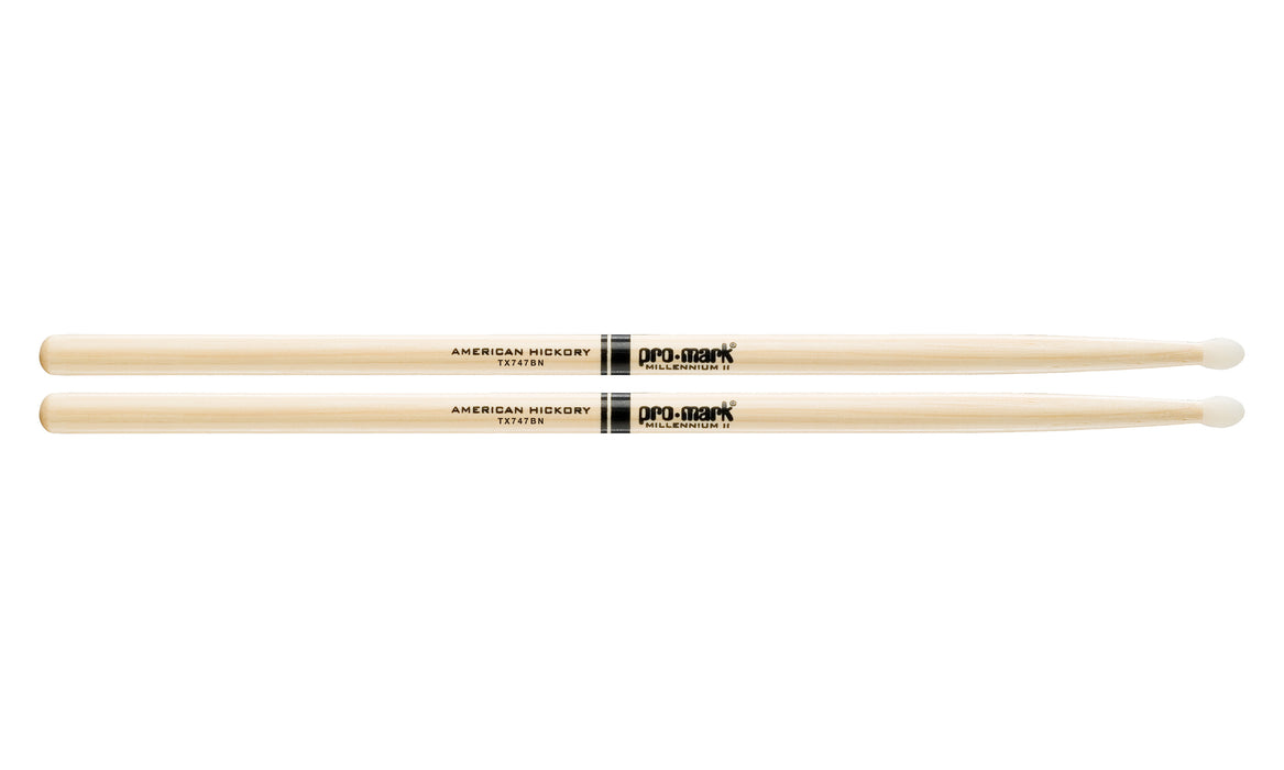 Promark TX747BN Hickory 747B Super Rock Nylon Tip drumstick