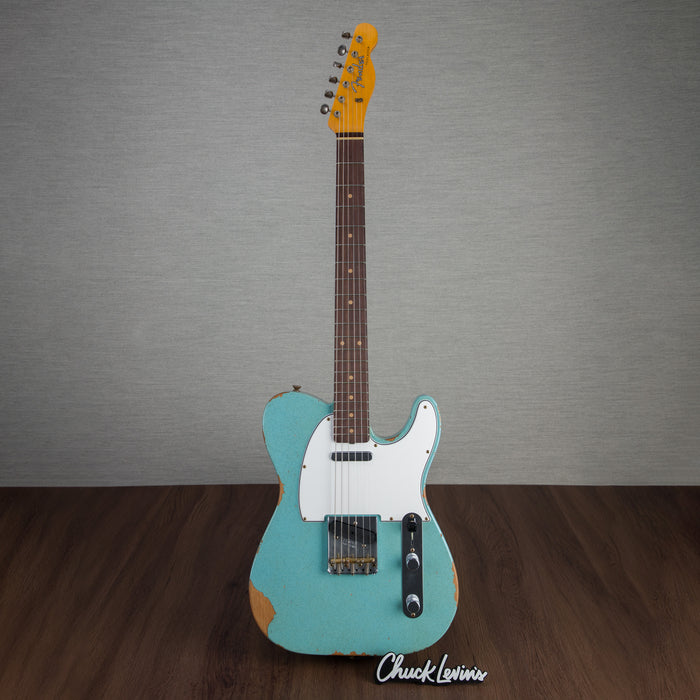 Fender Custom Shop Limited Edition '61 Telecaster Relic Electric Guitar - Aged Daphne Blue Sparkle - #CZ567663 - Display Model