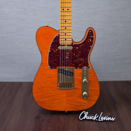 Fender Custom Shop Limited Edition Deluxe AAA Flame Custom Deluxe Telecaster Electric Guitar - Sunset Orange Transparent - #CZ590116