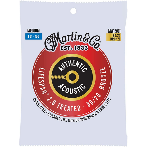 Martin Authentic Acoustic Lifespan 2.0 Treated 13-56 Acoustic Guitar Strings - MA150T , Medium