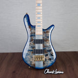 Spector Euro 4 LT Poplar Burl Over Ash Electric Bass Guitar - Faded Light Blue Gloss - CHUCKSCLUSIVE - #]C121NB23307