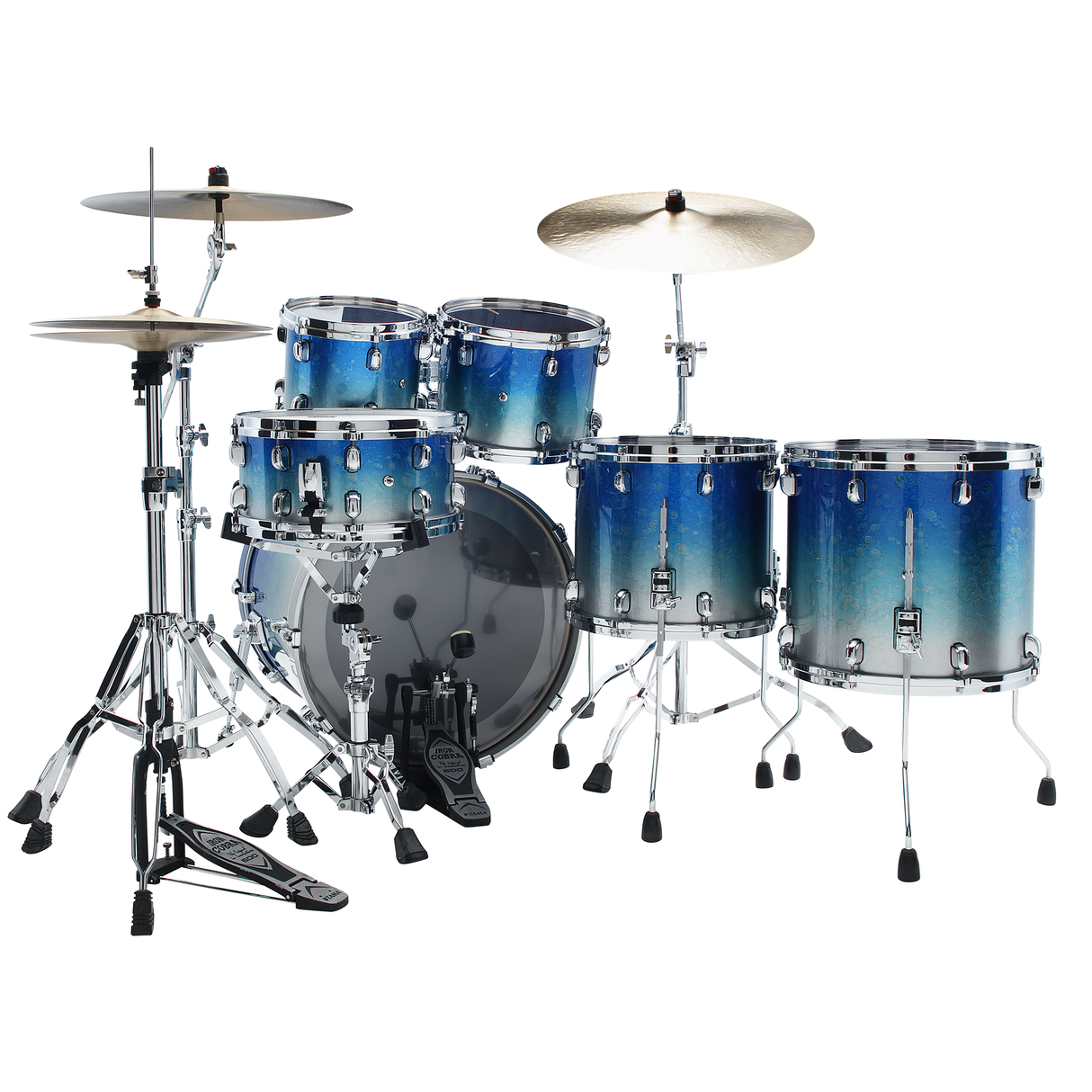 Tama Starclassic Walnut/Birch 5-Piece Shell Pack - Molten Blue Ice Fade