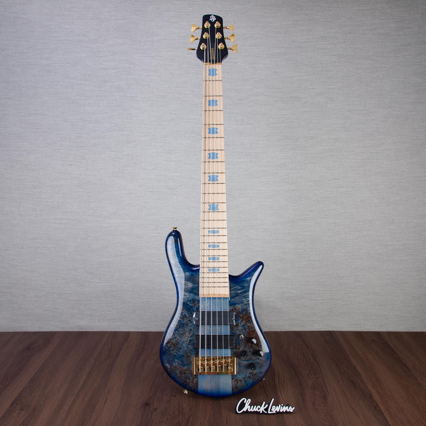 Spector Euro 6 LT Poplar Burl Over Ash 6-String Electric Bass Guitar - Faded Light Blue Gloss - CHUCKSCLUSIVE - #]C121NB23306