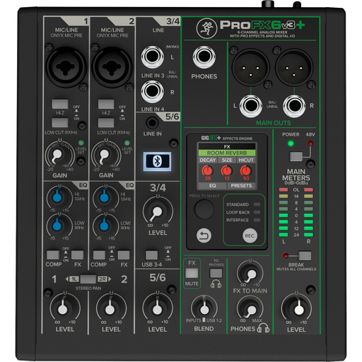 Mackie ProFX6V3+ 6-Channel Analog Mixer with Enhanced FX and Bluetooth