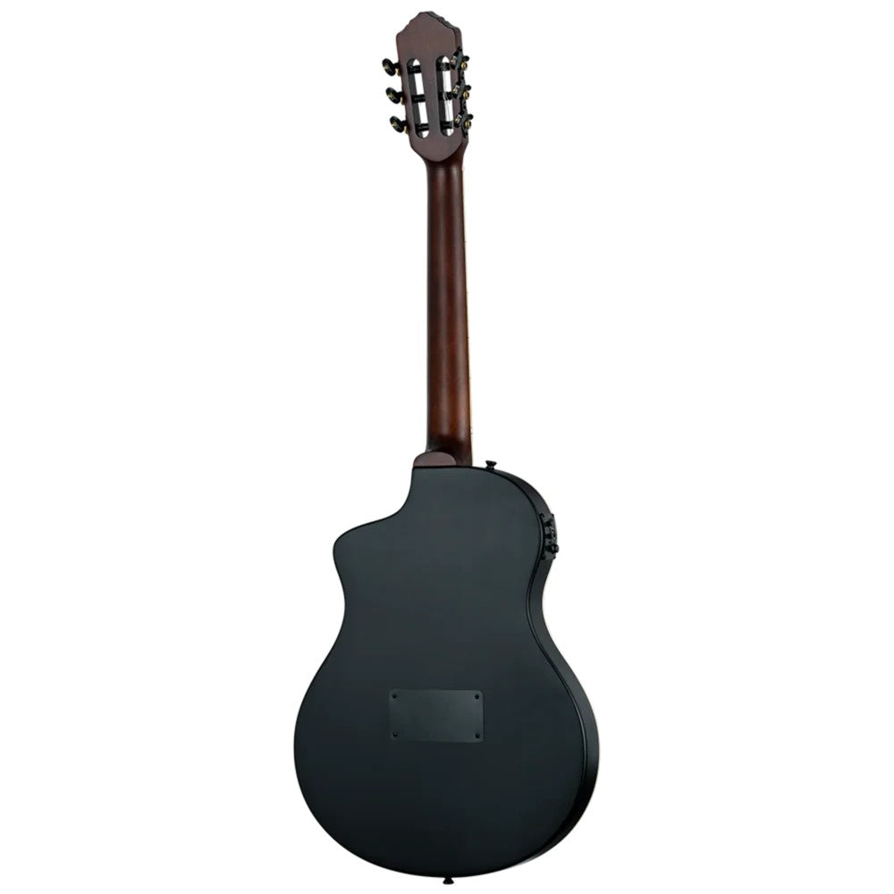 Ortega Tour Player Series Thinline Crossover Nylon String Acoustic Electric Guitar - Black