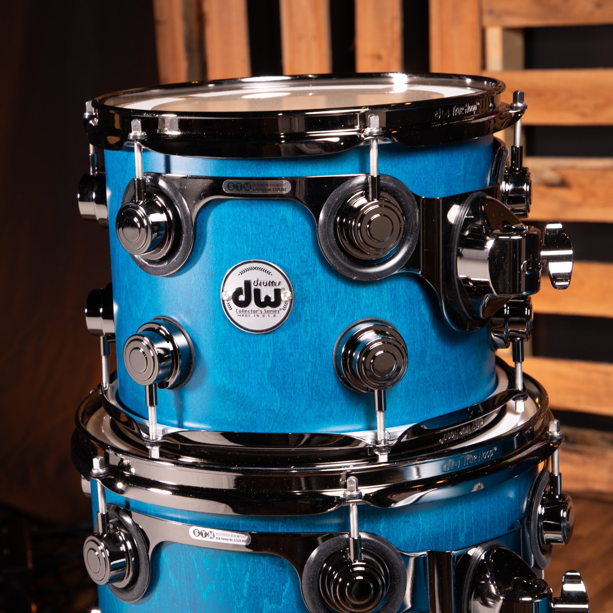 DW 333 4-Piece Shell Pack, 22-Inch Kick - Azure Satin, Black