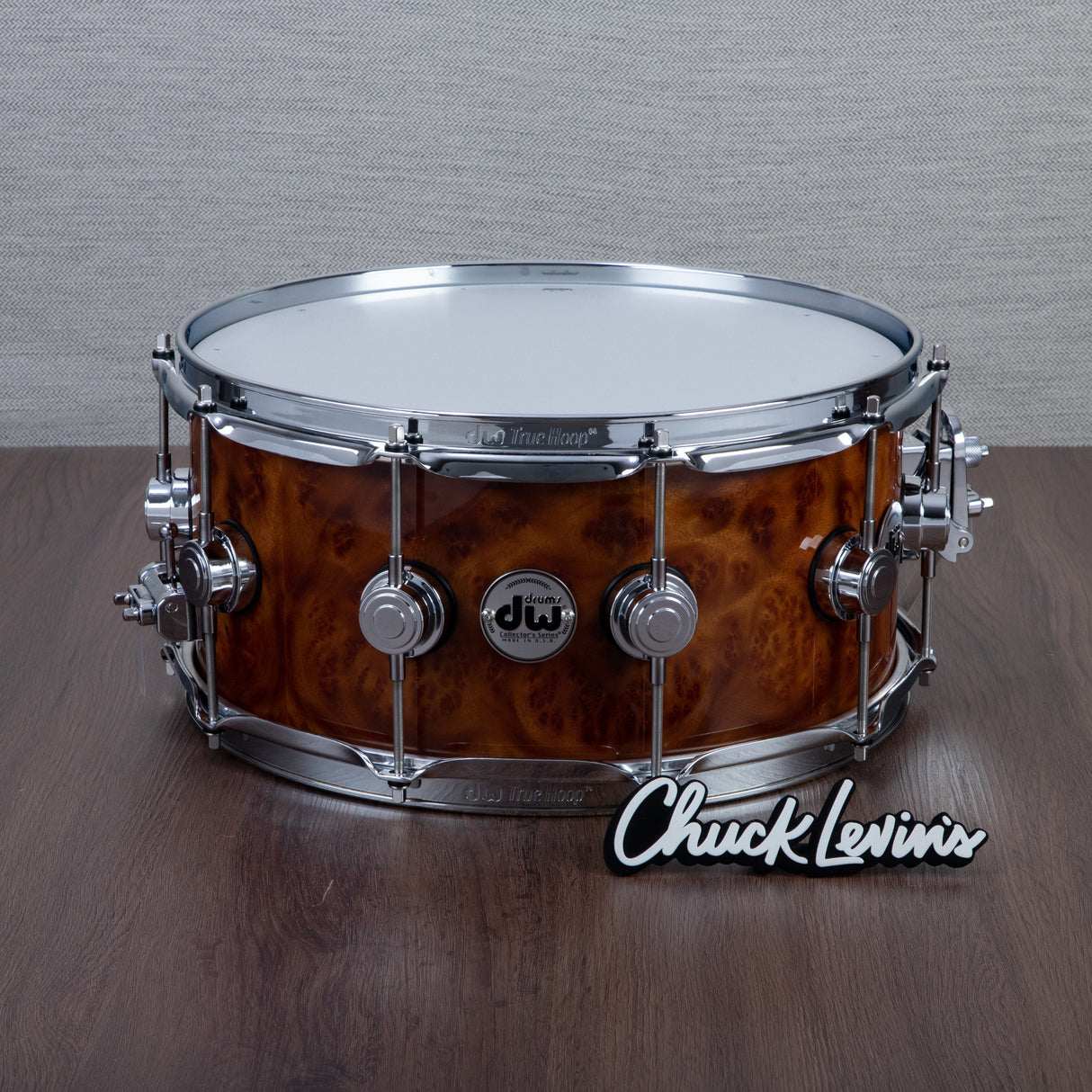 DW 6.5 x 14-Inch Collector's Maple Exotic Series Snare Drum - Natural Lacquer over Camphor Burl