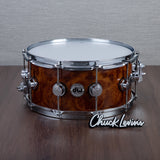 DW 6.5 x 14-Inch Collector's Maple Exotic Series Snare Drum - Natural Lacquer over Camphor Burl