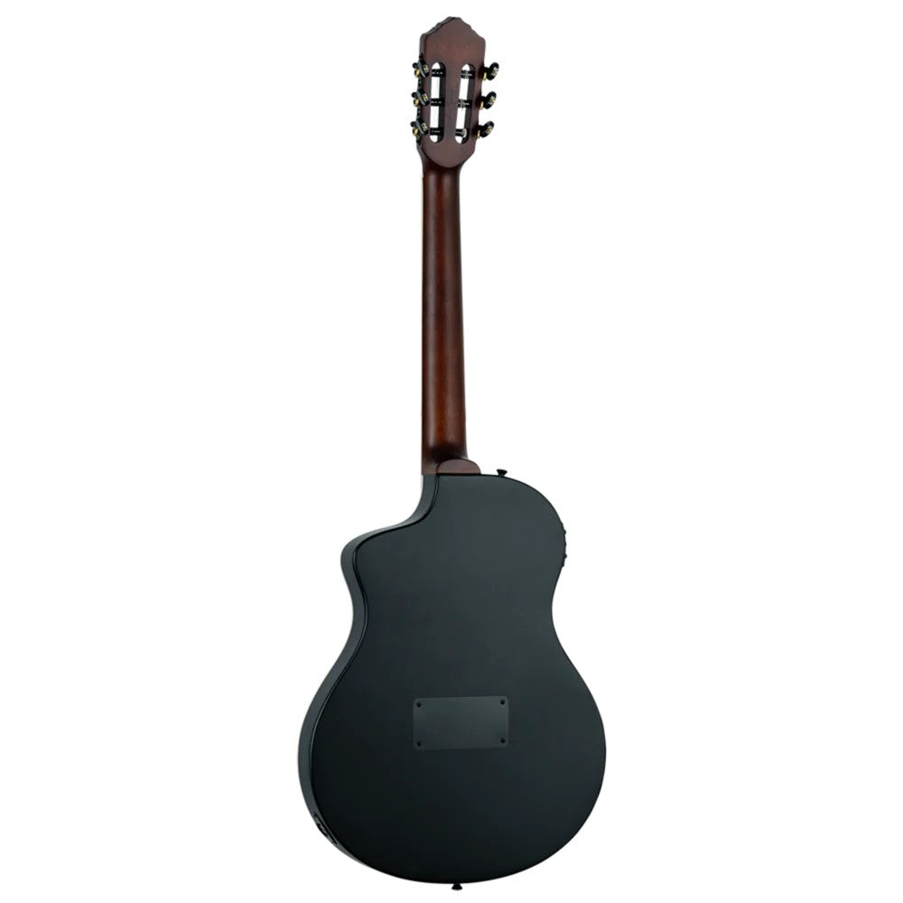 Ortega Tour Player Series Thinline Crossover Nylon String Acoustic Electric Guitar - Black