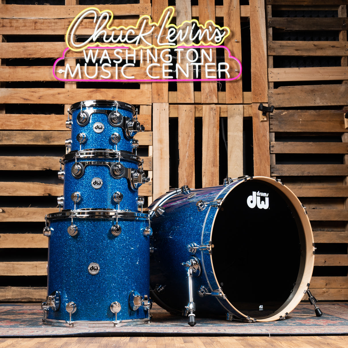 DW Collector's Standard Maple 4-Piece Shell Pack, 22-Inch Kick - Blue Glass