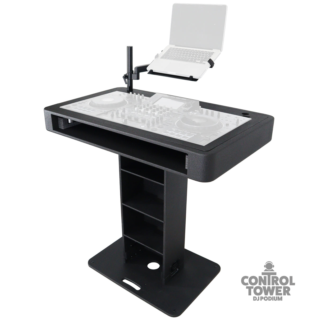 ProX XZF-DJCTBL Control Tower DJ Podium for Pioneer DDJ-REV7 XDJ-XZ FLX10 RANE Four - Black Finish