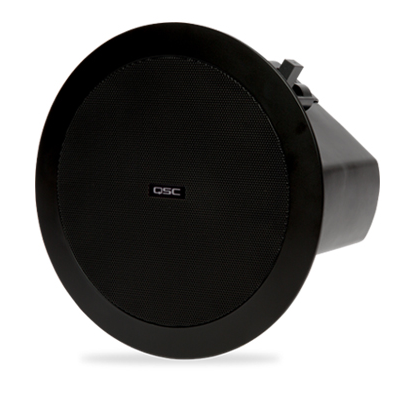 QSC AD-C4T-BK 4.5-Inch Two-way Ceiling Speaker, 70/100 Volt Transformer with 16Ω Bypass - Black