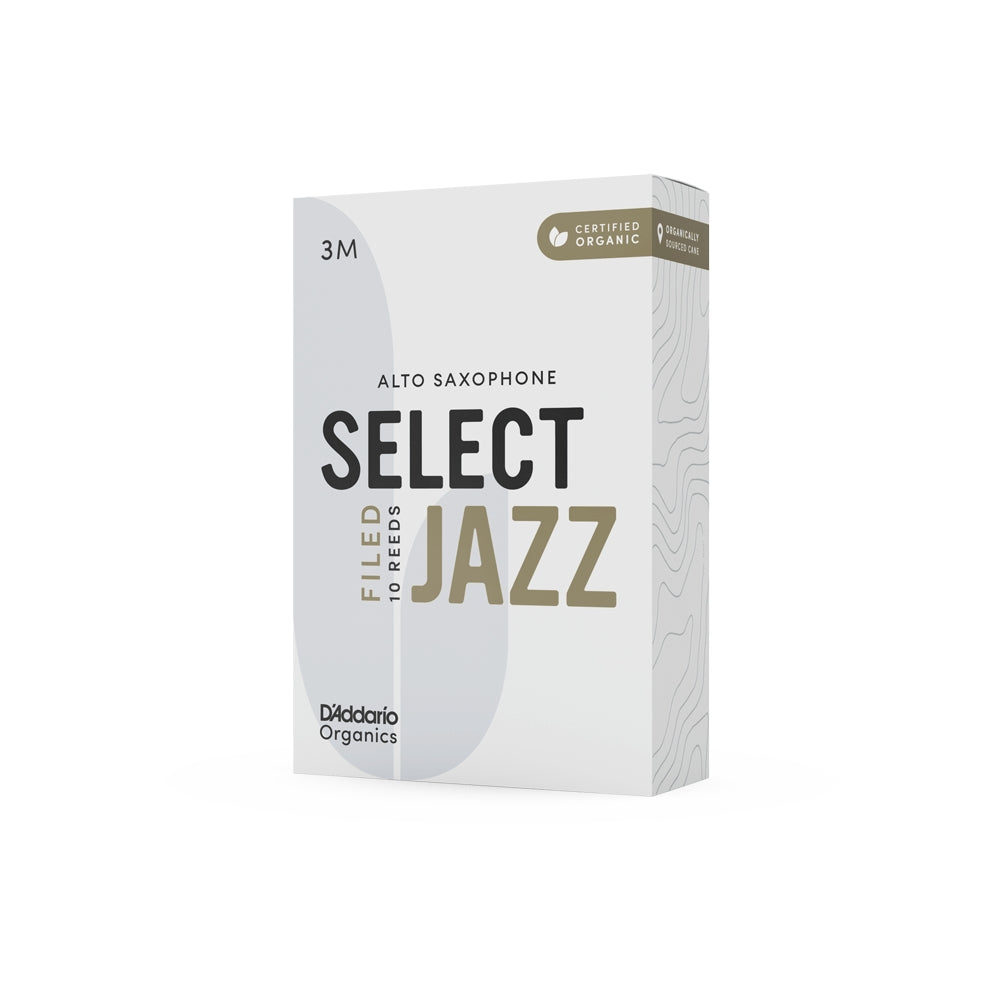 D'Addario ORSF10ASX3M Organic Select 10-Pack Jazz Alto Saxophone Reeds - 3 Medium