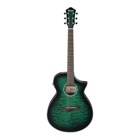 Ibanez AEWC16QA Acoustic Electric Guitar - Transparent Emerald Burst