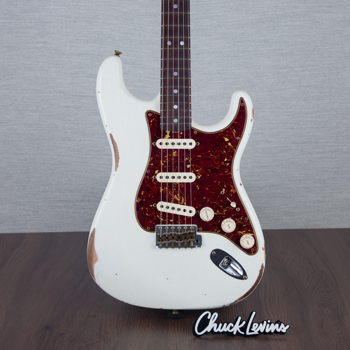 Fender Custom Shop 1969 Stratocaster Electric Guitar - Aged Olympc White - #R123540
