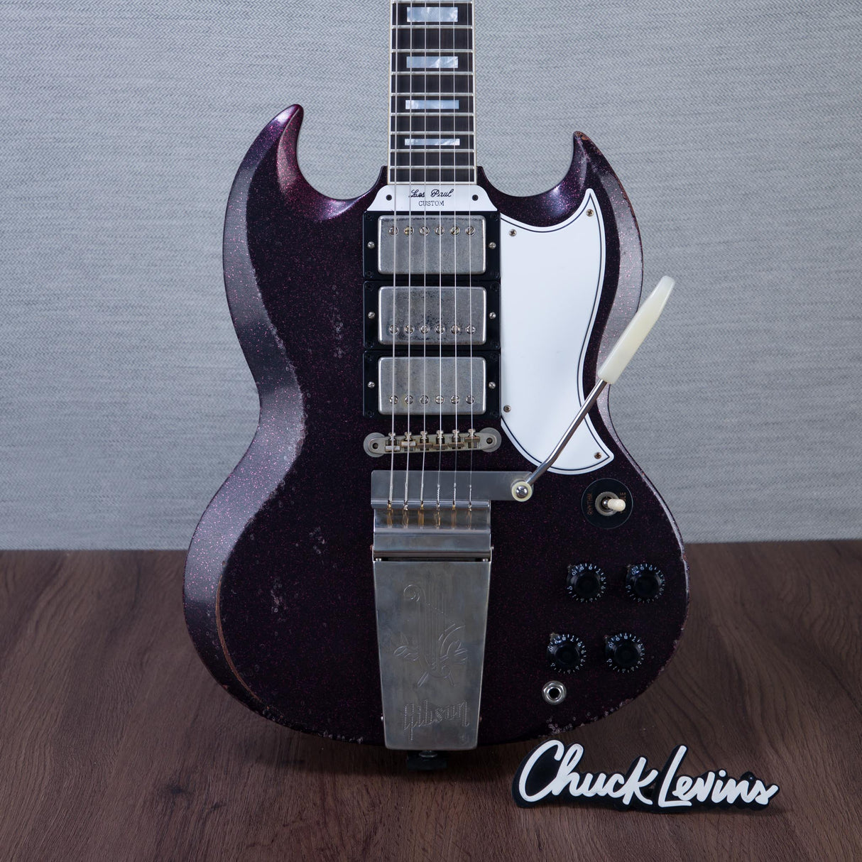 Gibson Custom Shop Murphy Lab 63' SG Custom 3-Pickup Maestro Electric Guitar - Light Aged Brunswick Wild Berry - #505223