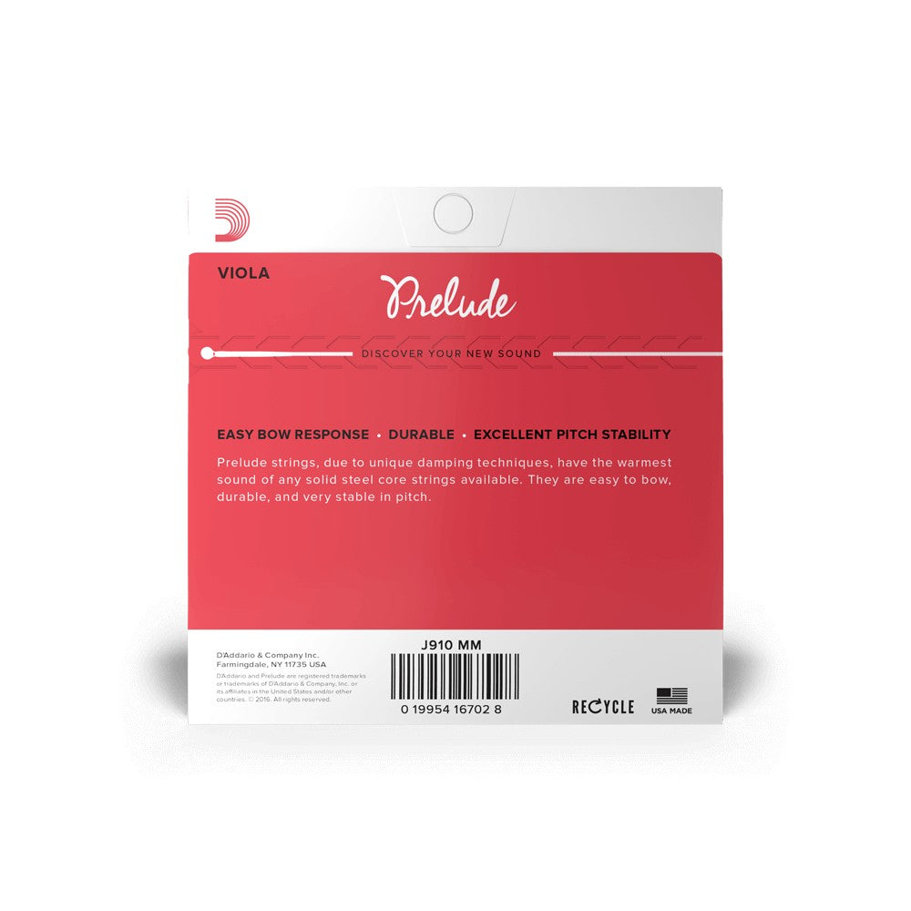 D'Addario Prelude J910 Viola String Set - Medium Scale, Medium Tension