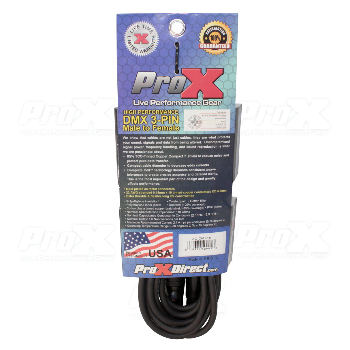 ProX XC-DMX15 15-Foot 3-Pin High Performance DMX Cable