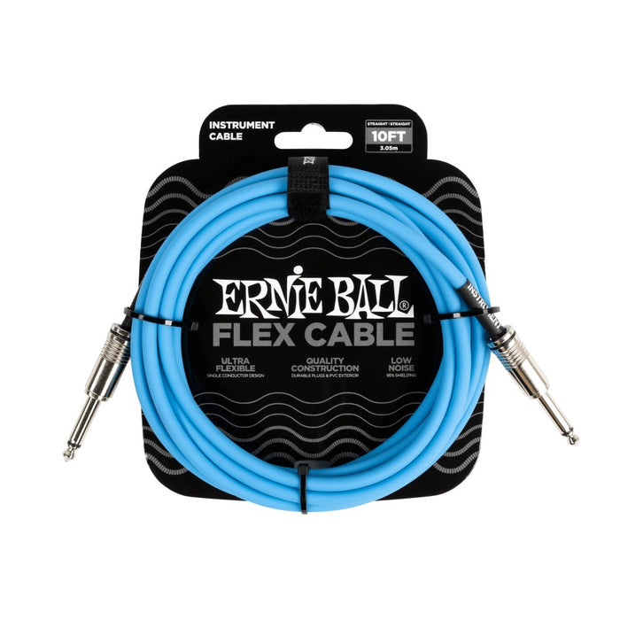 Ernie Ball P06412 Flex Straight to Straight Instrument Cable 10-Foot - Blue