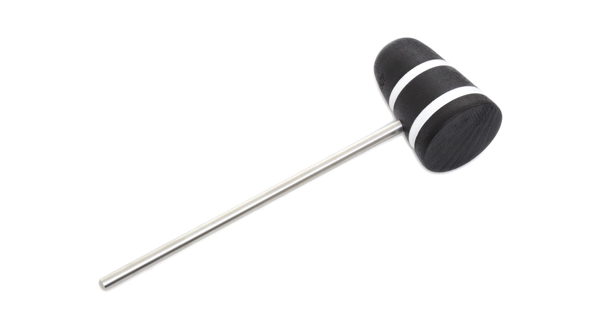 Low Boy Standard Wood Bass Drum Beater - Stained Black White Stripes