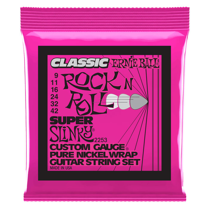 Ernie Ball Super Slinky Classic Rock N Roll Pure Nickel Wrap Electric Guitar Strings .09-.42