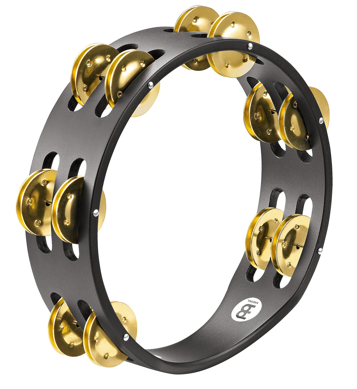 Meinl CTA2B-BK Compact Wood Tambourine, Solid Brass Jingles