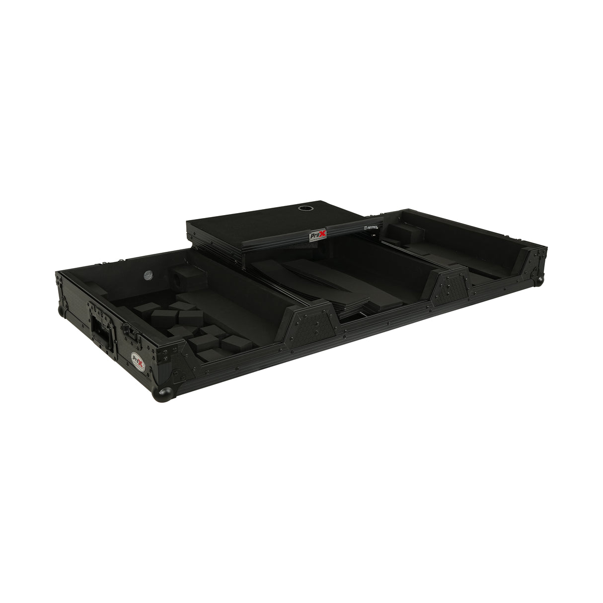 Pro X XS-CDM3KV10A9 WLTBL Fits 2x Pioneer CDJ 3000X Case / Pioneer DJM V10 / A9 Mixer w/ Laptop Shelf, All Black and Low profile Wheels