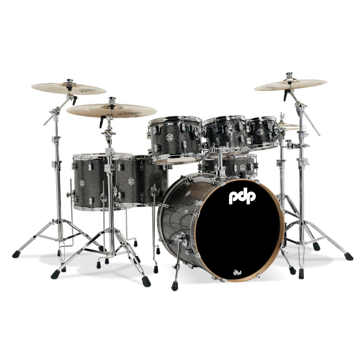 PDP Concept Maple 7-Piece 22" Lacquer Shell Pack - Black Sparkle - New,Black Sparkle