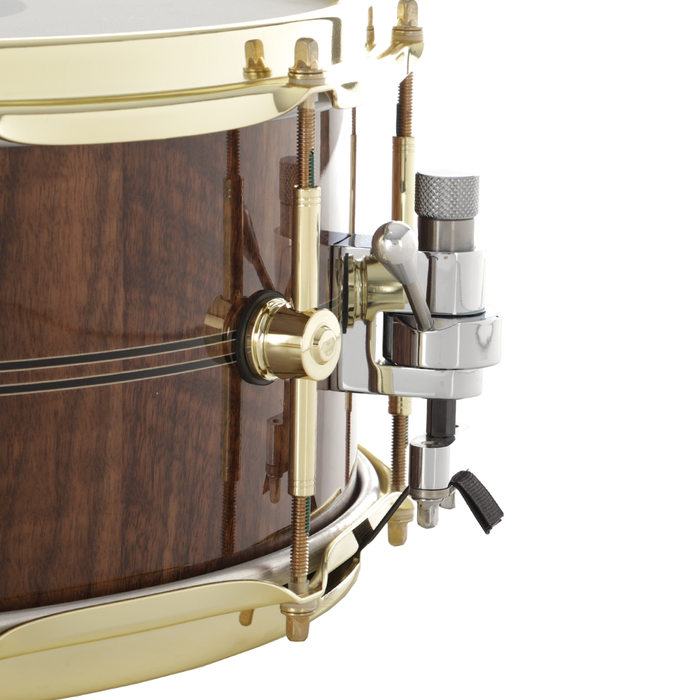 Hendrix Drums 14x6.5" Super Exotic Curly Walnut Snare Drum w/Double Ebony Inlay