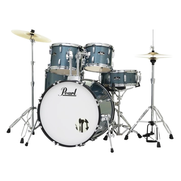 Pearl Roadshow RS525SC/C703 5-Piece Complete Drum Set with 22-Kick - New,Aqua Blue Glitter