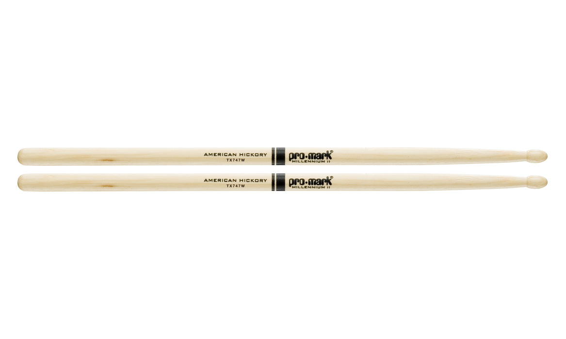 Promark TX747W Hickory 747 Rock Wood Tip Drumsticks