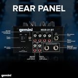 Gemini MXR-01BT 2-Channel Professional DJ Mixer with Bluetooth Input
