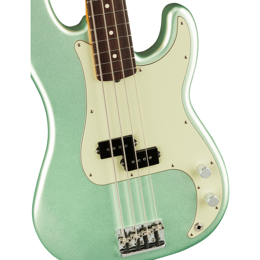 Fender American Pro II Precision Bass Guitar, Rosewood Fingerboard - Mystic Surf Green - Mint, Open Box